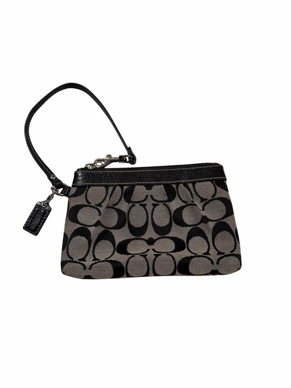 Coach Signature C Canvas Wristlet Black and Grey